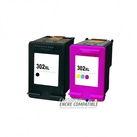 Consommables Compatibles HP 302 XL Pack de 2 Cartouches